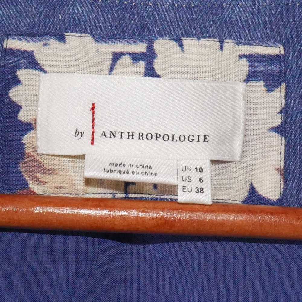 by Anthropologie Camellia Collared Dress in Blue Motif size 6 - Picture 12 of 12